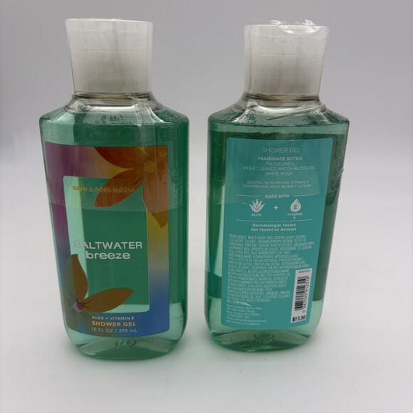 Lot of 2 Bath & Body Works Saltwater Breeze Shower Gel Aloe + Vitamin E 10oz New - Picture 2 of 4